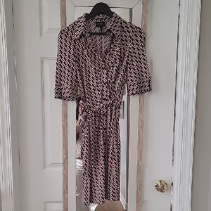 Laundry By Shelli Segal Black and White Geometric Midi Dress